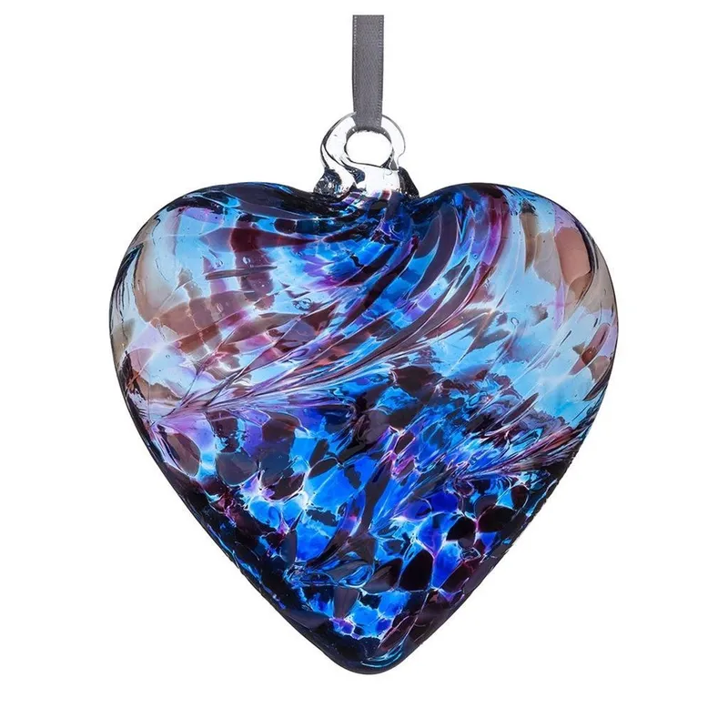 Sienna Glass 8cm Friendship Heart Purple & Blue Purple