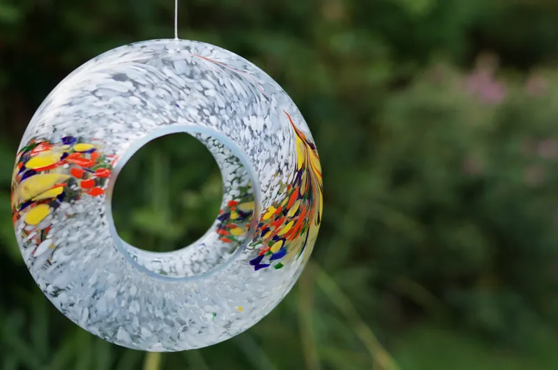 Sienna Glass Hanging Bird Feeder White White