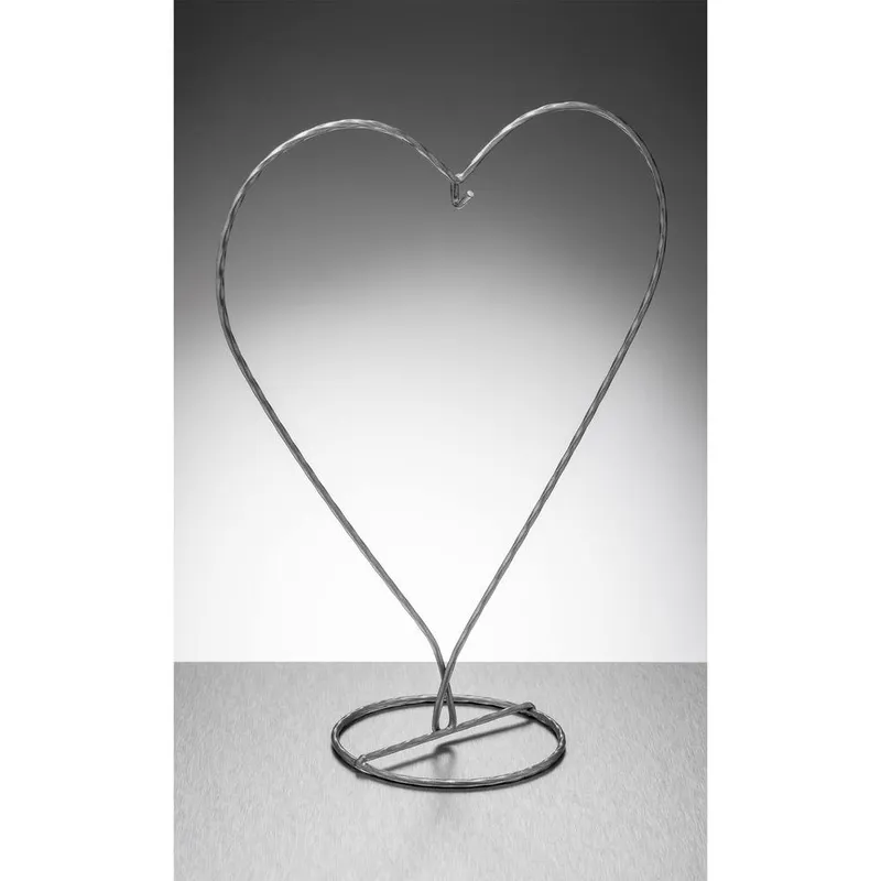 Sienna Glass Heart Shaped Metal Ornament Stand Silver in Metallic Silver Metallic Silver