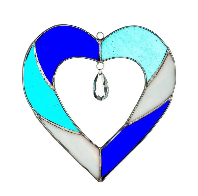 Sienna Glass Stained Glass Heart Blue Blue