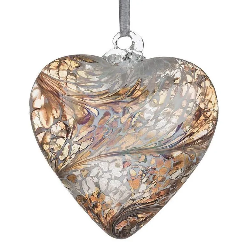 Sienna Glass 12cm Friendship Heart Pastel Gold - Gold
