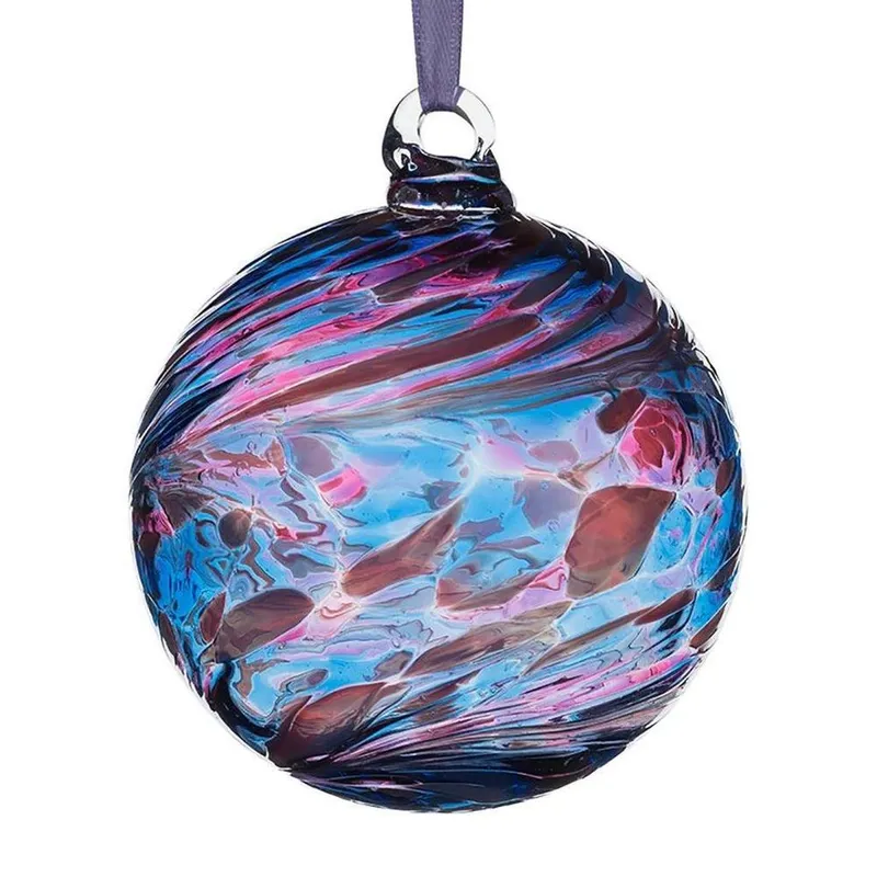 Sienna Glass 8cm Friendship Ball Blue & Pink - Pink