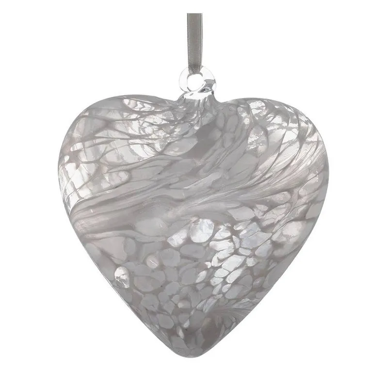 Sienna Glass 8cm Friendship Heart White - White