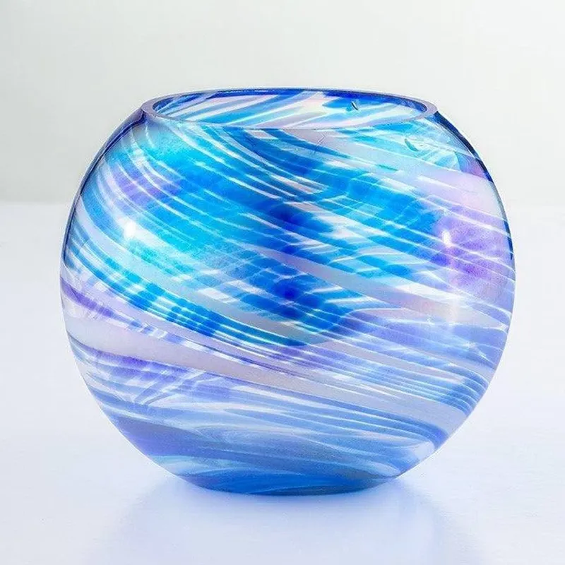 Sienna Glass Blown Glass Tealight Holder Blue - Blue