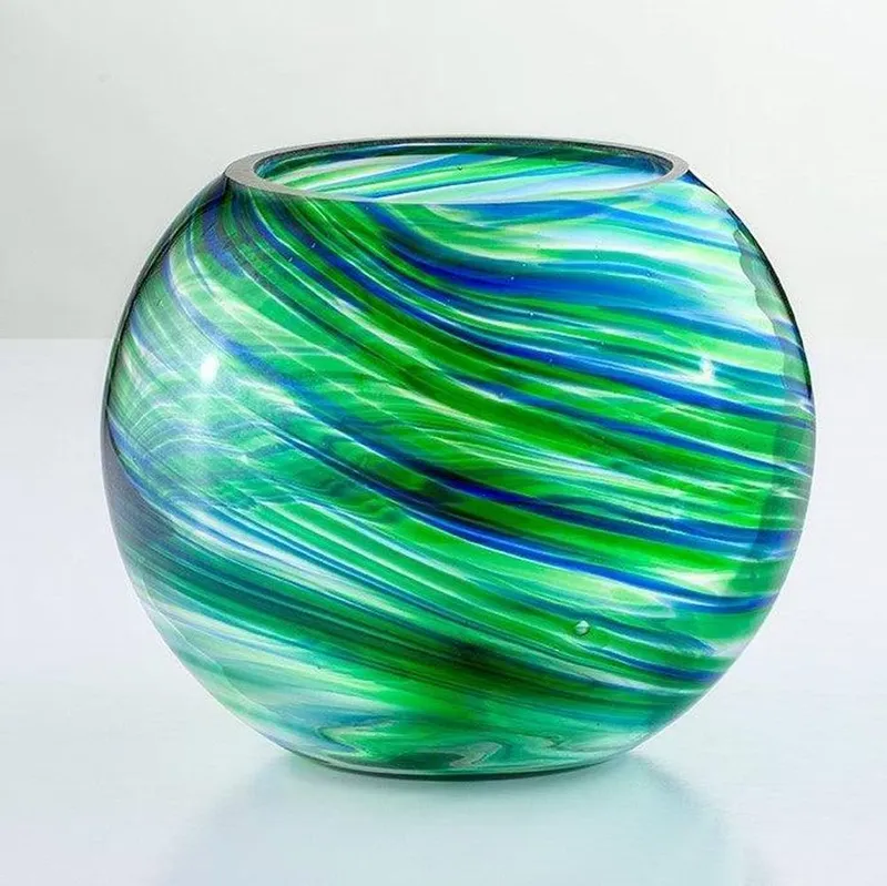 Sienna Glass Blown Glass Tealight Holder in Green Green