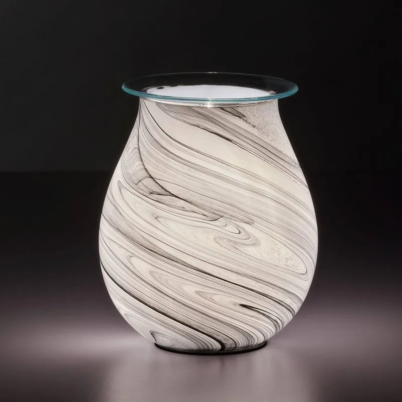 Sienna Glass Wax Melt Warmer Black & White - White