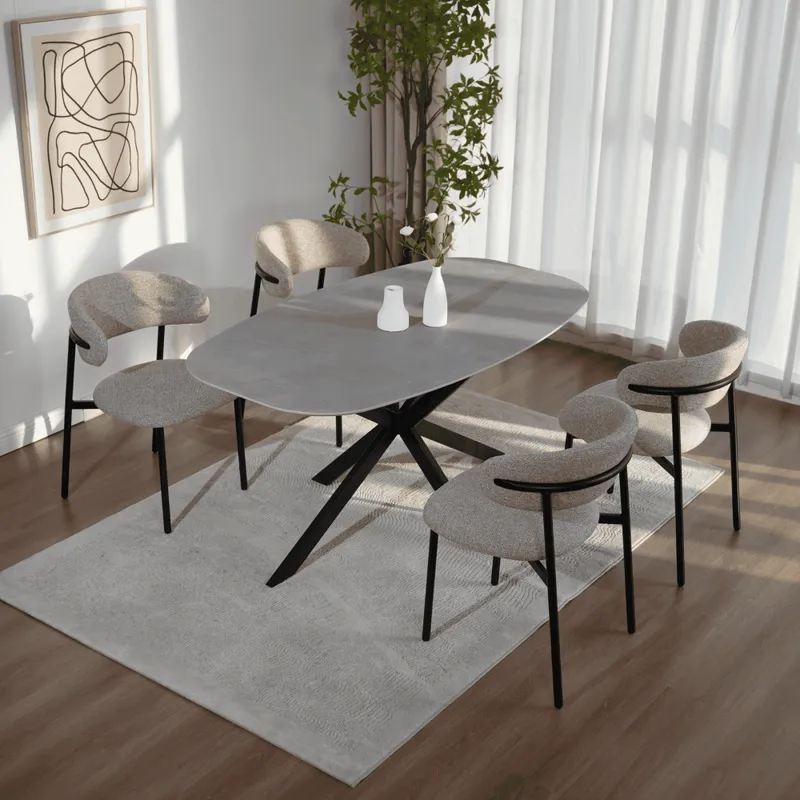 Sigma 200cm Grey Dining Table & 4 Velora Chairs