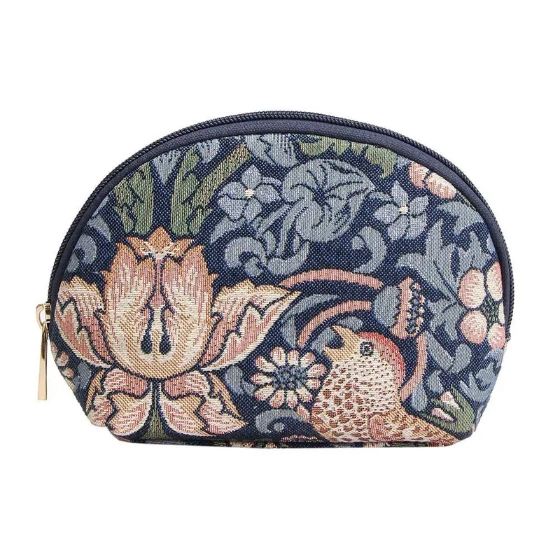 Signare Strawberry Thief Blue Tapestry Cosmetic Make Up Bag - Blue - Size: One Size
