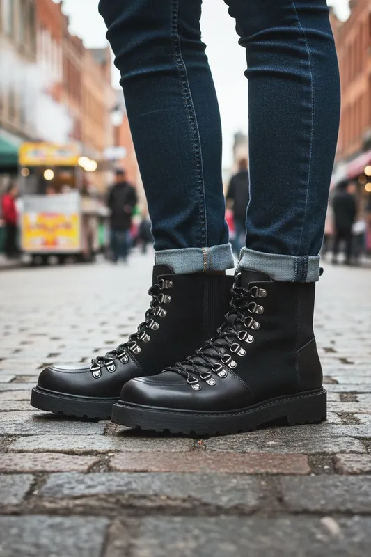 Silver Street London Men's Claridge Leather Lace Up Boots in Black Size: 10 Black 10