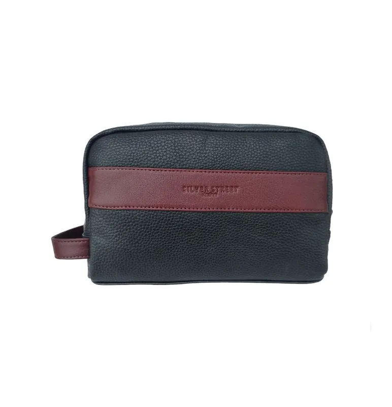 Silver Street London Men's Walter Leather Washbag in Wine Wine