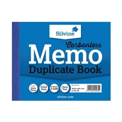 Silvine Carbonless Duplicate Memo Book 102x127mm (12 Pack)