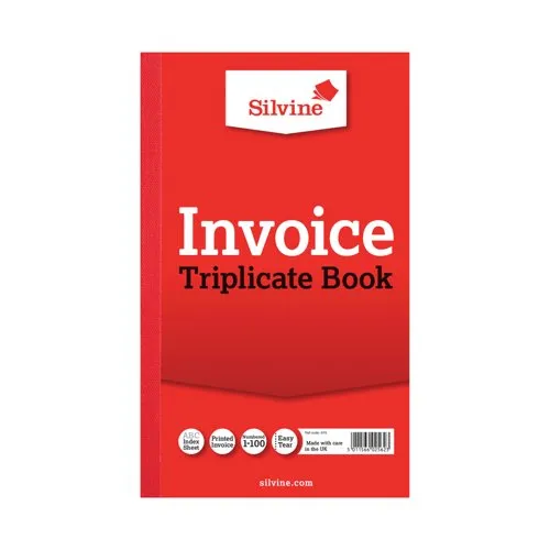 Silvine Triplicate Invoice Book 210x127mm (6 Pack)