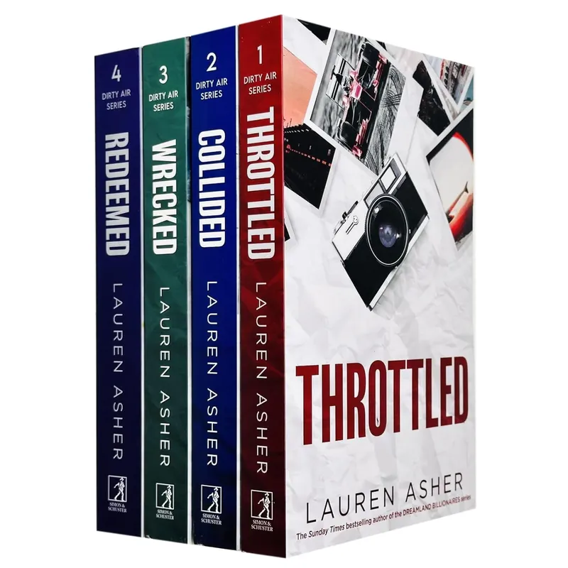 Simon & Schuster The Dirty Air Series 1-4 Books Collection Set By Lauren Asher (Throttled, Collided, Wrecked & Redeemed)