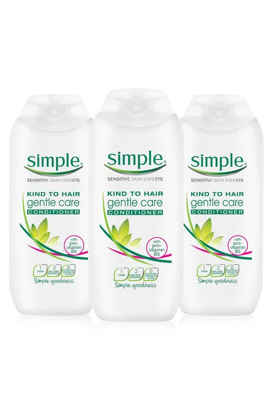 Simple Kind to Hair Gentle Care 'Conditioner', 3 Pack x 200ml in White - White - Size: One Size