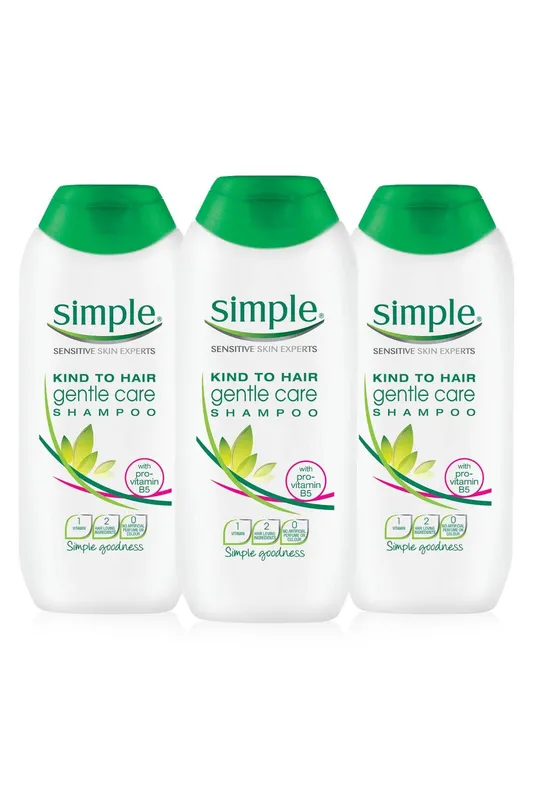 Simple Women's Kind to Hair Gentle Care 'Shampoo', 3pk x 200ml in White White