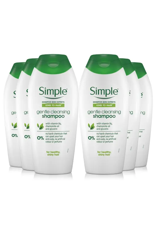Simple Women's Kind to Hair Gentle Care 'Shampoo' w/ Vitamin B5, 6 Pack x 400ml in White White female