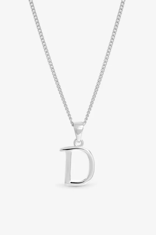 Simply Silver Women's Sterling Silver 925 Initial Pendant - D Silver One Size