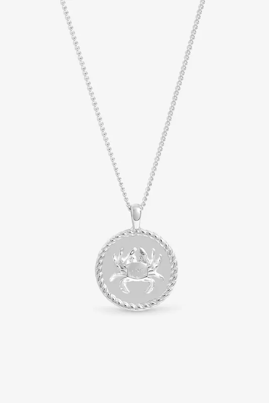 Simply Silver Women's Sterling Silver 925 Zodiac Pendant - Cancer Silver One Size