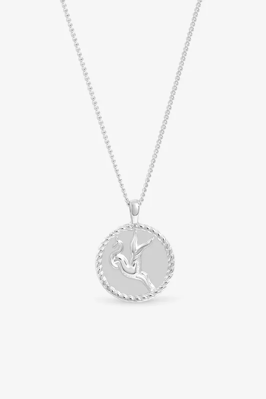 Simply Silver Women's Sterling Silver 925 Zodiac Pendant - Capricorn - Silver