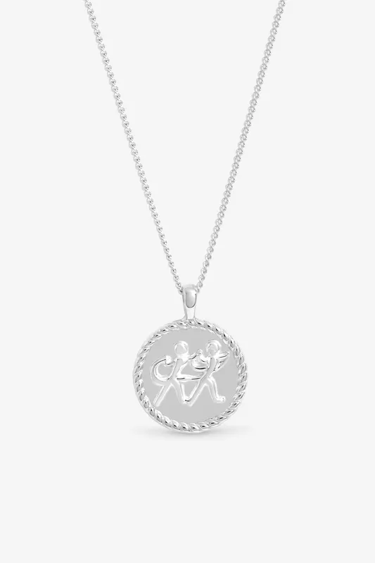 Simply Silver Women's Sterling Silver 925 Zodiac Pendant - Gemini - Silver - Size: One Size