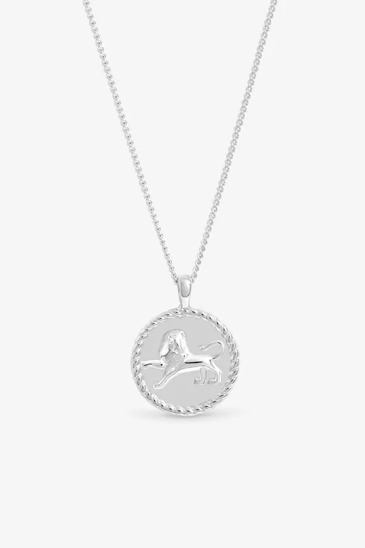 Simply Silver Women's Sterling Silver 925 Zodiac Pendant - Leo - Silver