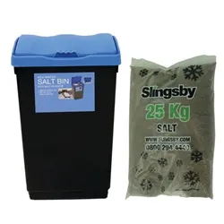 Slingsby Economy Salt and Grit Bin Kit Black/Blue 47L with 25kg Brown Salt