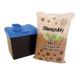 Slingsby Economy Salt and Grit Bin Kit Yellow 30L with 25kg De-icing Salt