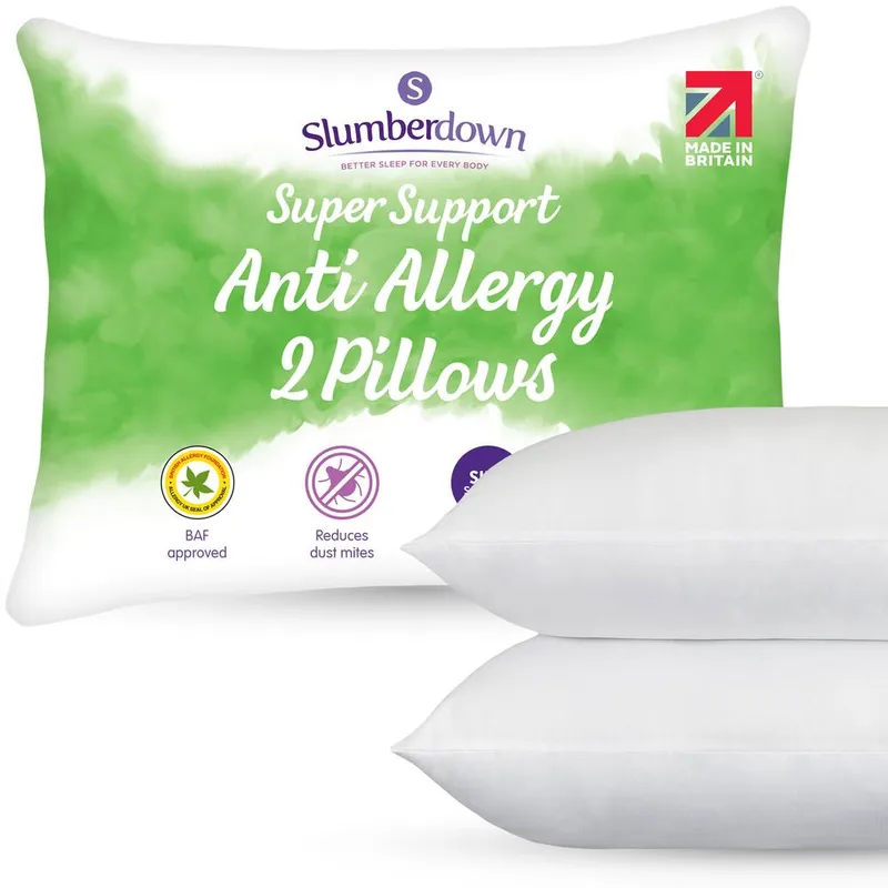 Slumberdown Anti Allergy Super Support Pillow, Firm Support, 2 Pack