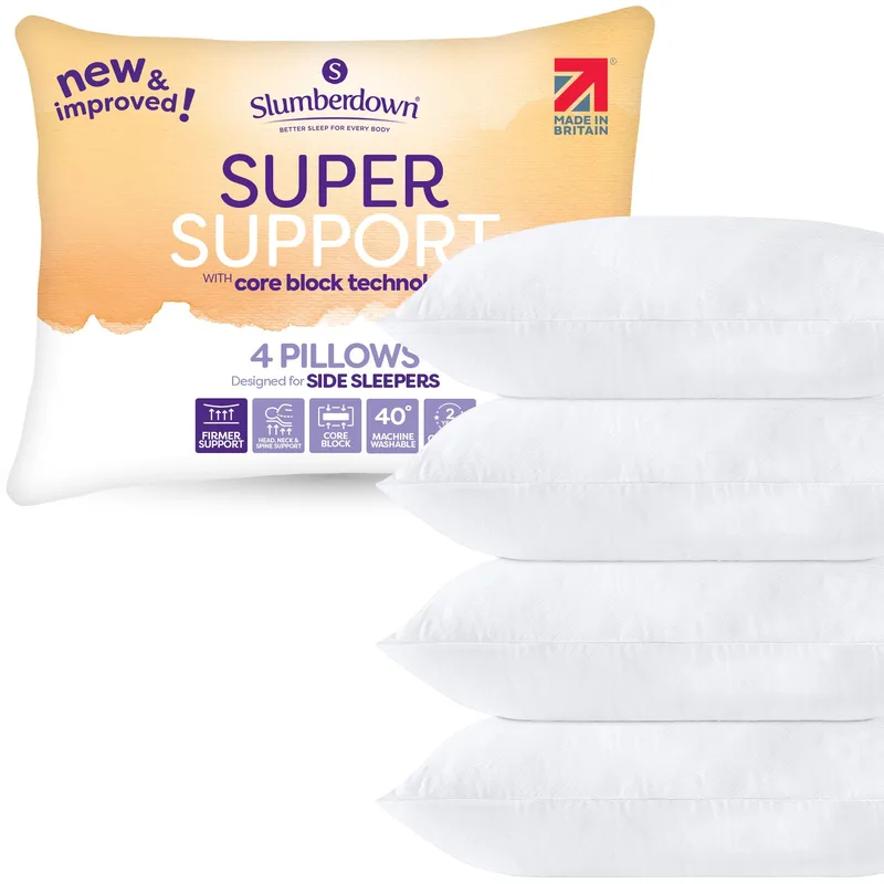 Slumberdown Unisex 4 Pack Super Support Firm Support Pillows in White White female