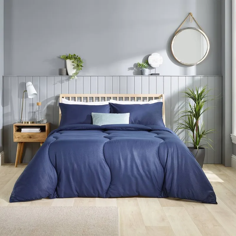Slumberdown Unisex Coverless Comfort Herringbone Navy 10.5 Tog Duvet Size: Double Navy female
