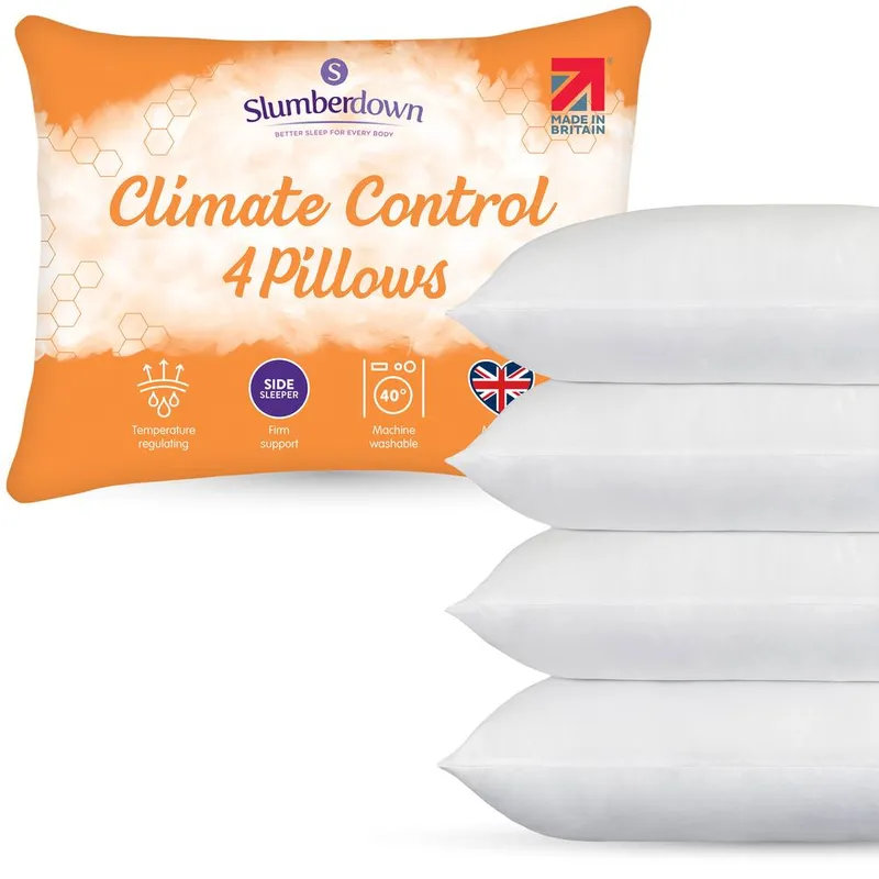 Slumberdown 4 Pack Climate Control Firm Support Pillows in White White