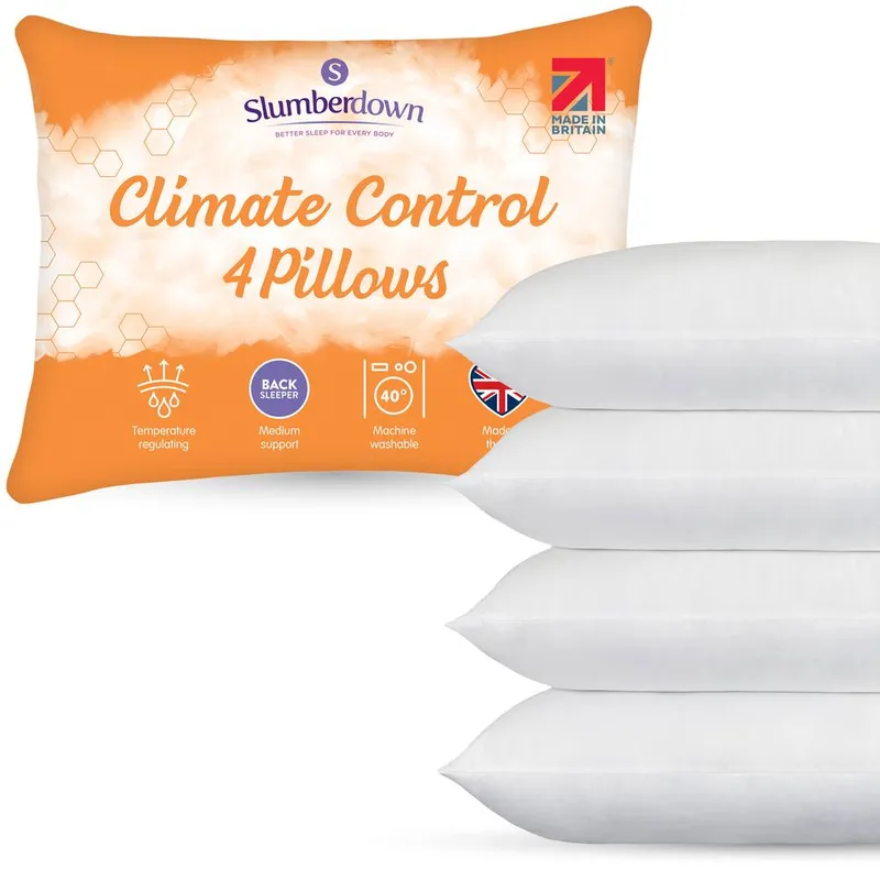 Slumberdown 4 Pack Climate Control Medium Support Pillows in White White