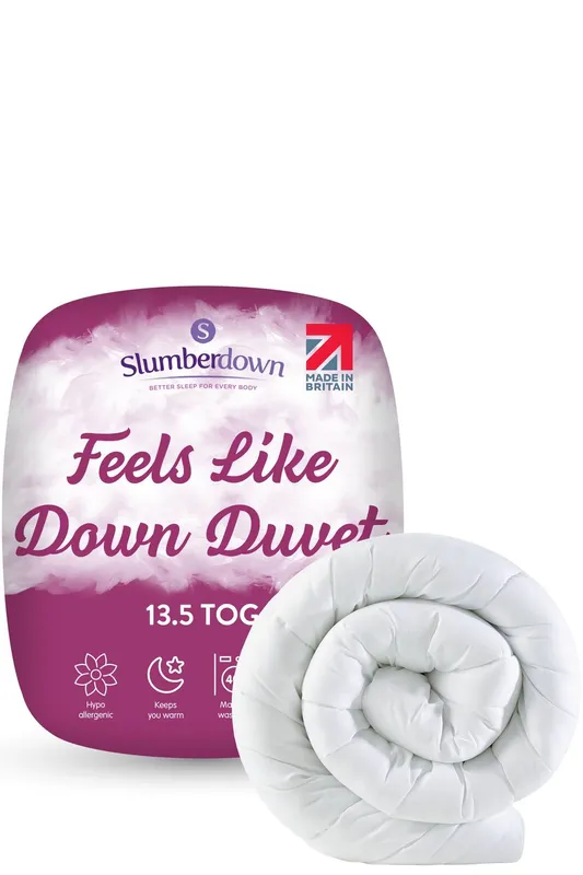 Slumberdown Feels Like Down 13.5 Tog Winter Duvet in White Size: Single - White