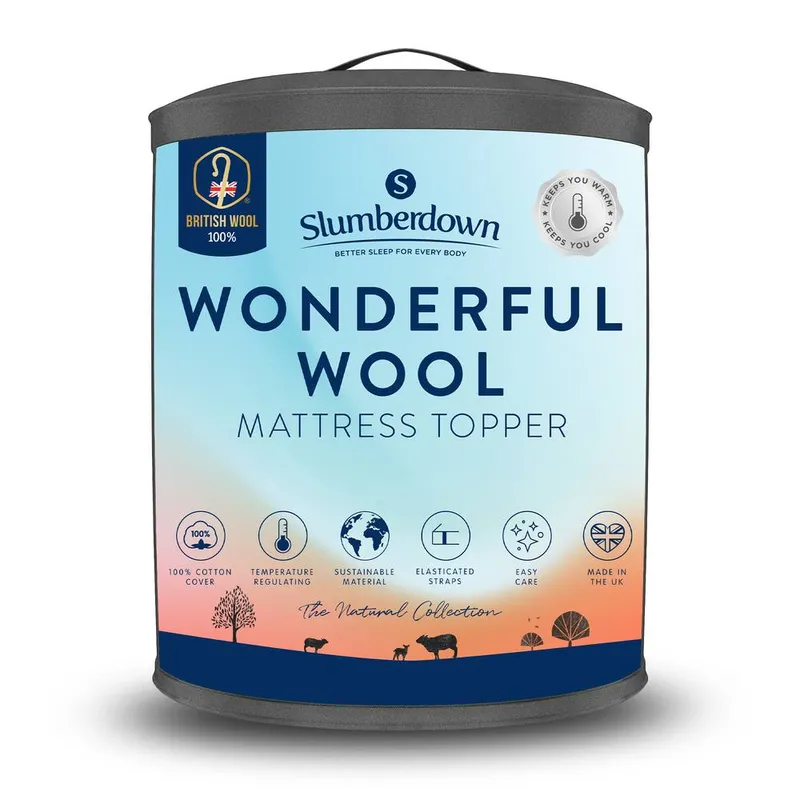 Slumberdown Unisex Wonderful Wool Mattress Topper in White Size: King White female