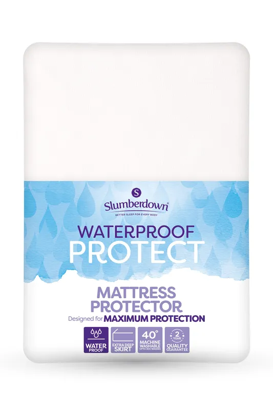 Slumberdown Waterproof Protect Mattress Protector in White Size: Double Fitted - White - Size: Double Fitted