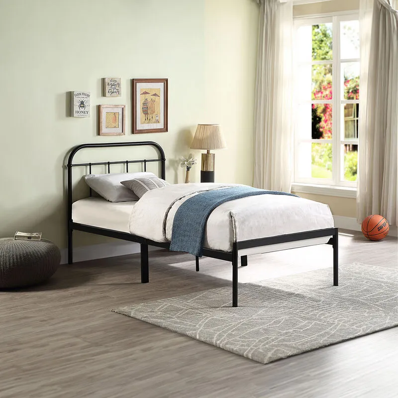 Slumberworx - aldbury modern traditional black metal bed frame single - Black