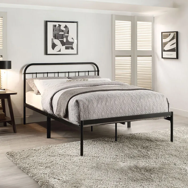 Slumberworx - aldbury modern traditional black metal bed frame small double - Black