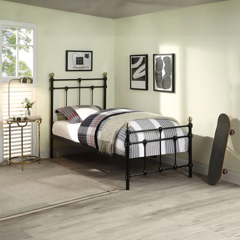 Slumberworx - bayford traditional black metal bed frame - single - Black