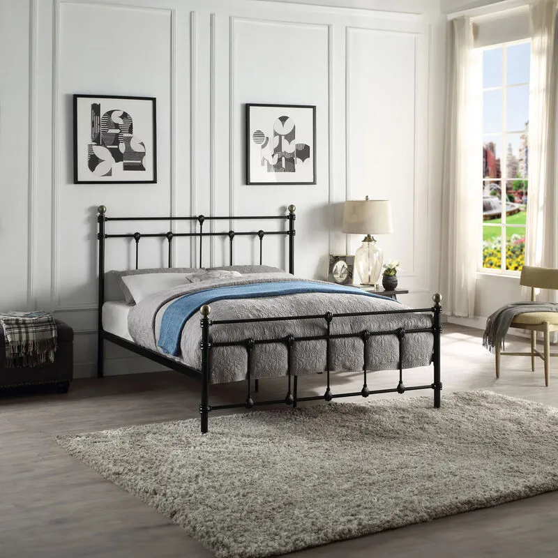 Slumberworx - bayford traditional black metal bed frame - small double - Black