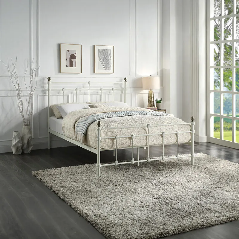 Slumberworx - bayford traditional white metal bed frame - king size - White