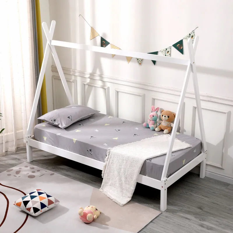 Slumberworx - harry kids wooden teepee tent single bed frame White - White