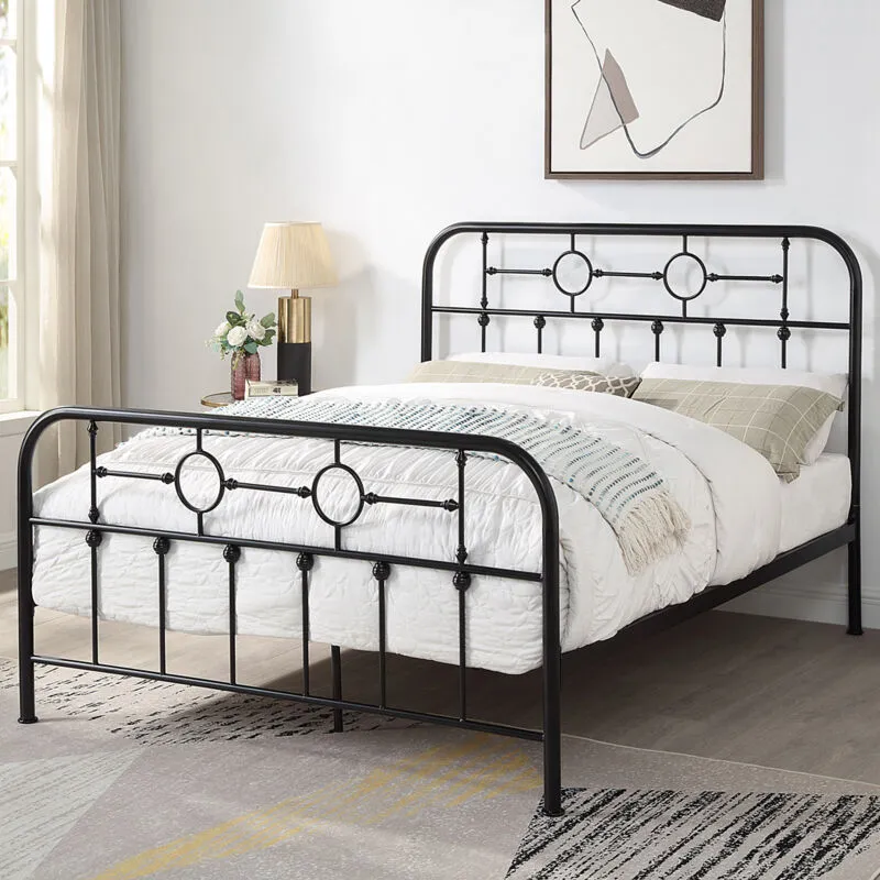 SlumberWorx Ware Victorian Industrial Design Metal Bed Frame in Black Size: Double Black
