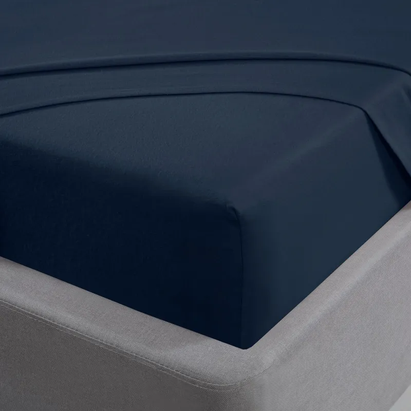 Smart Living 100% Brushed Cotton Flannelette Luxury 32cm Deep Fitted Sheet in Navy Size: Single Fitted - Navy