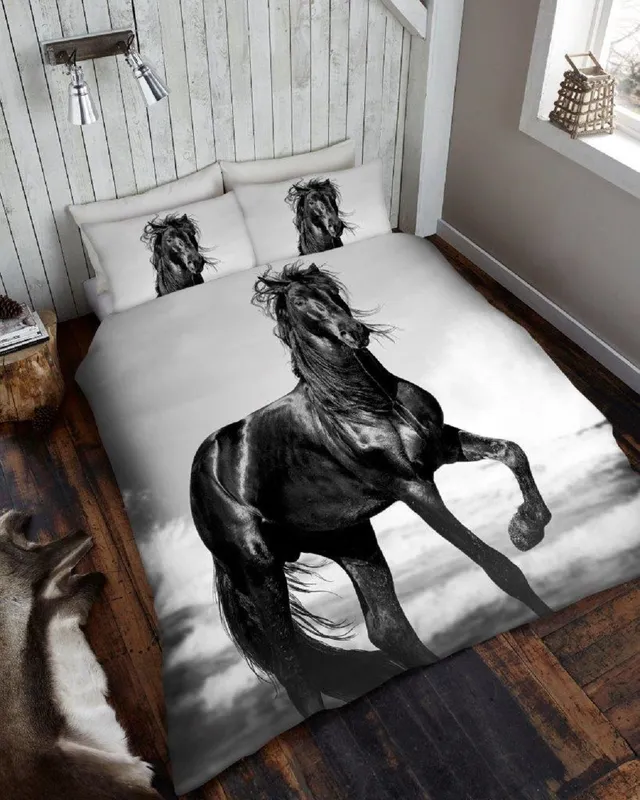 Smart Living 3D Effect Animal Polycotton Printed Duvet Cover Set in Grey Size: King - Grey - Size: King