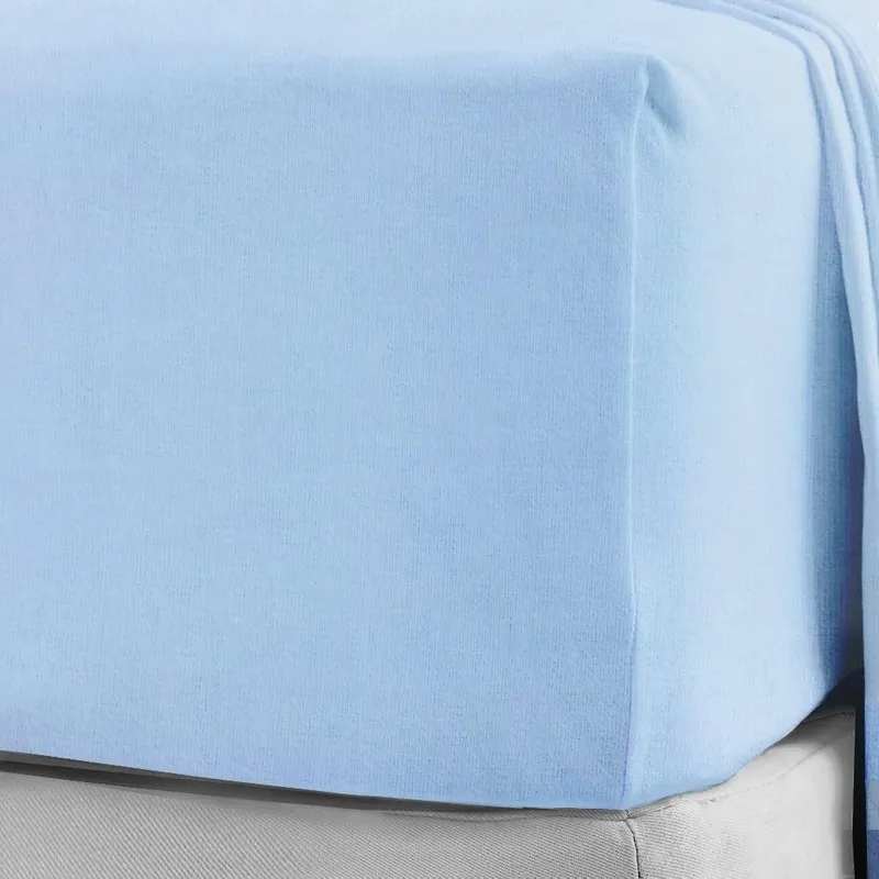 Smart Living Brushed Cotton Bed Linen Fitted Bedsheet or Pillowcase Pair Non Iron in Blue Size: King Fitted Blue King Fitted
