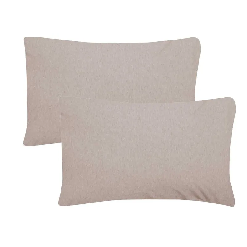 Smart Living Jersey Melange Polycotton Luxury Fitted Bedsheet or Pillowcase Pair in Beige Size: Standard Pillow Case - Beige
