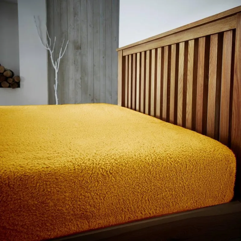 Smart Living Luxury Teddy Bear Fleece Fitted Sheet in Gold Size: King Fitted Gold King Fitted