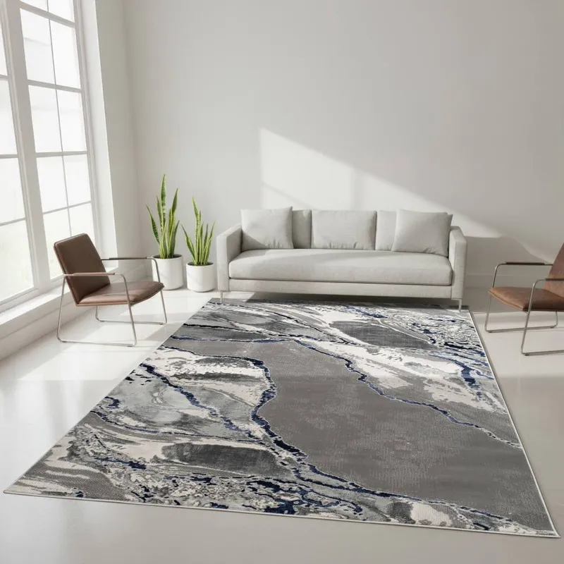 Smart Living Parma Modern Carved Rug – Soft Luxury for Living & Bedroom in Blue Size: 80cm x 150cm - Blue - Size: 80cm x 150cm