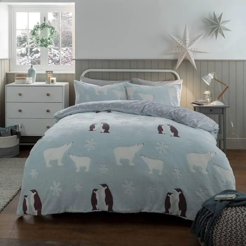 Smart Living Penguin & Polar Bear Glow in Dark Reversible Duvet Cover & Pillowcase Size: Single Multicolor Single