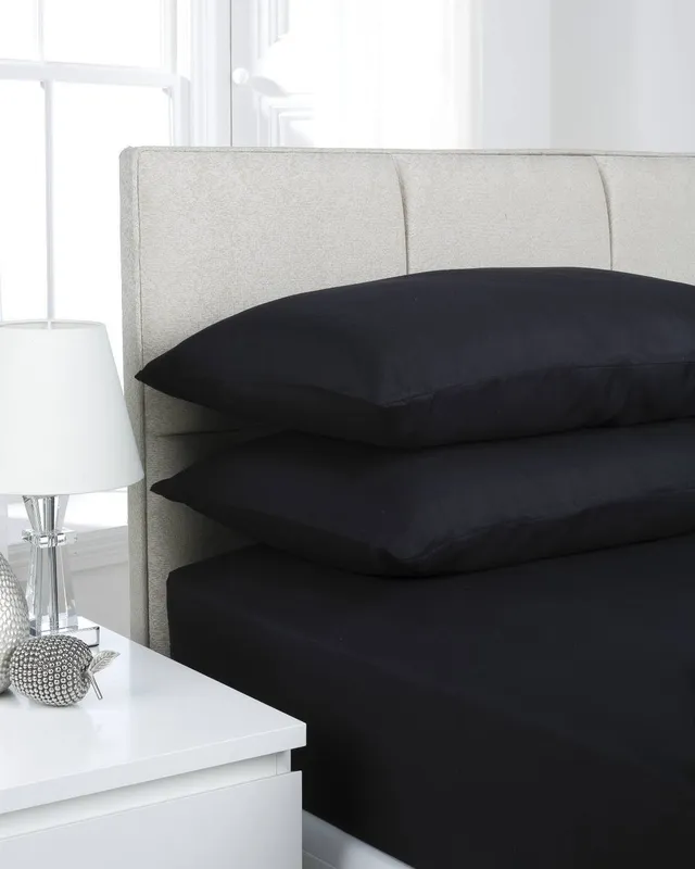 Smart Living Polycotton Bed Linen Luxury Bedsheet or Pillowcase Non Iron in Black Size: King Fitted Black King Fitted